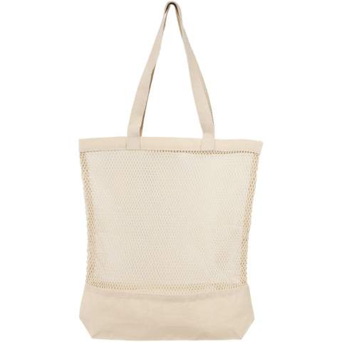 Fruits and vegetables reusable shopper bag made of cotton mesh. Features two handles with a dropdown height of 27.5 cm. Capacity: 12 litre, resistance up to 10 kg weight.