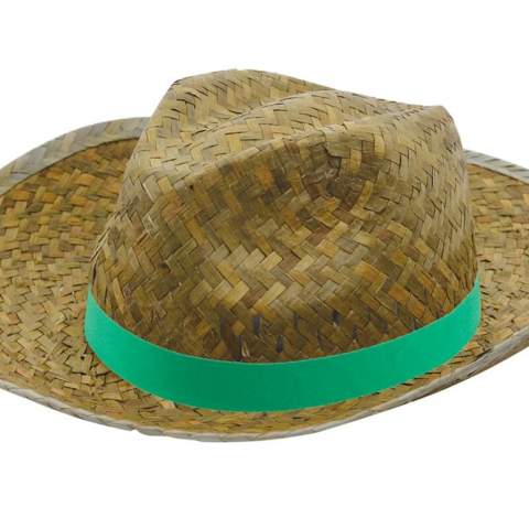 Wander around the streets of Rome with this Italian sun head. The straw gives the hat a sunny and bright look. Attach a coloured strap to the brim of the hat and create a playful effect, for instance with a nice message or your logo. This hat features seagrass straw.