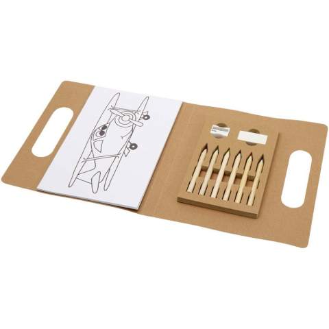 Dieses Mal-Set für Kinder ist ideal, um die Kreativität junger Künstler zu fördern. Enthält sechs Buntstifte, einen Radiergummi, einen Bleistiftanspitzer und insgesamt 30 Bögen (14 × 20,5 cm) mit 3 verschiedenen Motiven (10 Bögen pro Motiv). Achtung! Nicht für Kinder unter drei Jahren geeignet. Verschluckbare Kleinteile, Erstickungsgefahr. Funktionelle scharfe Kante. Nicht zum Verzehr geeignet. Nur unter Aufsicht von Erwachsenen verwenden.