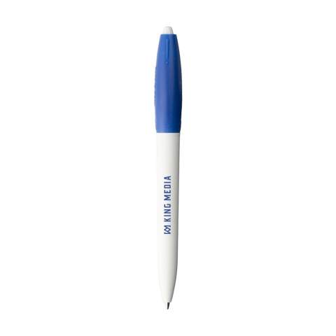 Blauwschrijvende balpen met een moderne, gekleurde clip van het merk Stilolinea®. De houder is gemaakt van PLA, een materiaal afgeleid van plantaardige vezels. Volledig biologisch afbreekbaar en composteerbaar, en afkomstig van 100% hernieuwbare bronnen. Met 'from plants' in hoog reliëf op de zijkant van de clip. Made in Italy.