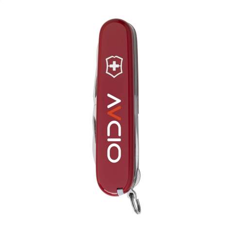 Original Swiss pocket knife from the Victorinox Officer's line: with ABS handle, connecting plates of hard-anodised aluminium and tools made from 100% recycled steel. 10-pieces with 14 functions: large knife, small knife, can opener with small screwdriver 3 mm, bottle opener with large screwdriver 6 mm, Phillips screwdriver 1/2, reamer with punch and sewing awl, wire stripper, scissors, multifunctional hook, keyring, tweezers and toothpick. Includes instruction manual and lifetime warranty on material and manufacturing defects. Victorinox knives are a worldwide symbol for reliability, functionality and perfection. Please note local rules may apply regarding the possession and/or carrying of knives or multitools in public. Each item is individually boxed.