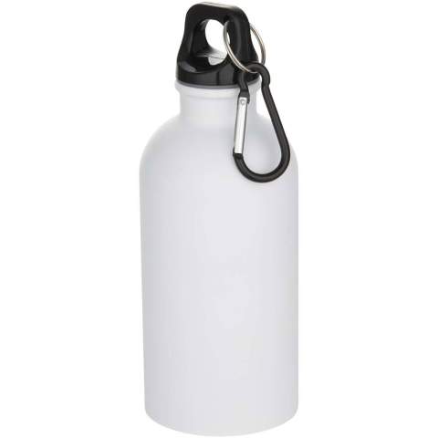 Always stay hydrated with this durable yet lightweight 400 ml water bottle made from RCS certified recycled stainless steel with a matte finish. It’s the perfect companion for sports, day trips or the office. The single-walled Oregon bottle has a twist-off cap and offers plenty of space to add any kind of logo. Clip the attached carabiner (not suitable for climbing) securely to a bag to keep it from getting lost.