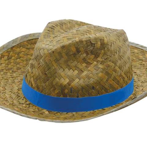 Wander around the streets of Rome with this Italian sun head. The straw gives the hat a sunny and bright look. Attach a coloured strap to the brim of the hat and create a playful effect, for instance with a nice message or your logo. This hat features seagrass straw.