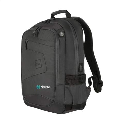 Sac à dos pour ordinateur portable de la marque italienne Tucano. Fabriqué à partir de matériaux issus du recyclage, dont 22 bouteilles en PET. Le compartiment principal est équipé d'un compartiment de rangement résistant aux chocs pour un ordinateur portable jusqu'à 17 pouces ou un MacBook Pro 16 pouces et d'une poche zippée en filet. Le compartiment plus petit comprend un compartiment de rangement antichoc pour une tablette, deux poches en filet pour accessoires et un passage pour câbles. Avec poche zippée à l'avant, poches latérales élastiques pour une bouteille et un parapluie et une sangle pratique pour trolley. La poignée confortable, les sangles rembourrées et réglables et le dos ergonomique assurent un confort de transport supplémentaire. Un sac à dos idéal avec une conception intelligente et beaucoup d'espace de rangement. Entièrement rembourré. Capacité env. 30 litres.