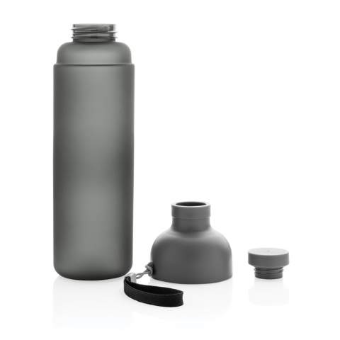 Eliminate the use of plastic bottles with this Impact leak proof tritan water bottle. With its fresh design and frosted body, the bottle is not only easy to use but also beautiful to look at. The split body design makes it easy to clean and is great if you want to add ice cubes into your bottle. In the body is a strap attached for easy carrying. Capacity 600ML. BPA free. 2% of proceeds of each sold product of the Impact Collection will be donated to Water.org.