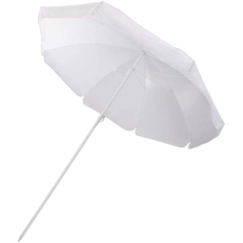 Blijf koel met deze stevige strandparasol met ijzeren frame. Met een stok van 98 cm en verstevigde uiteinden zorgt deze voor stabiliteit bij een zeebries. Licht en eenvoudig op te zetten. Inclusief opbergtas, zodat je hem gemakkelijk kunt meenemen en opbergen. Perfect voor het strand, picknicks en ontspanning in de buitenlucht.