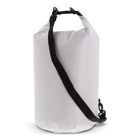 Waterwerende tas voor bijvoorbeeld op het strand, op de boot of tijdens een wandeling. Gevuld met lucht blijft de tas in noodgevallen ook tijdelijk op het water drijven. Met de extra ring en karabijnhaken is deze tas ook eenvoudig als schoudertas te gebruiken. Waterafstotend IPX6, bestand tegen hoge druk waterstromen uit alle richtingen. Houd de tas niet onder water.