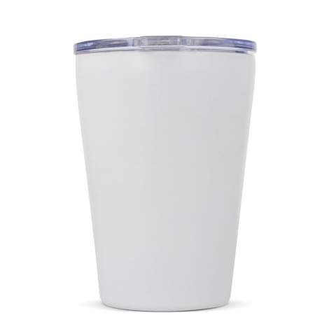 Introducing 'Murray,' our 300ml T-ceramic mug with a lid. Enjoy your drinks on the go in this stylish and practical solution. The ceramic interior provides numerous benefits, including easy cleaning, odor and taste residue elimination after washing, and superior thermal insulation. Crafted from 90% recycled post-consumer stainless steel.