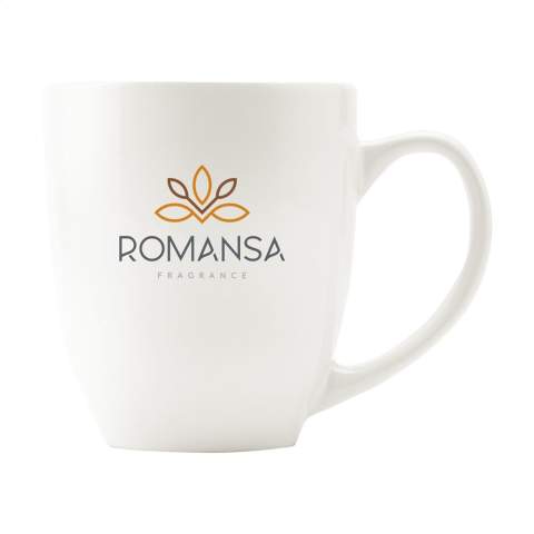 Très grande mug en céramique de haute qualité. Tasse entièrement blanche ou avec intérieur coloré. Capacité 450 ml. Passe au lave-vaisselle. Marquage est testée au lave-vaisselle et certifiée selon EN 12875-2.