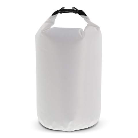 Waterwerende tas voor bijvoorbeeld op het strand, op de boot of tijdens een wandeling. Gevuld met lucht blijft de tas in noodgevallen ook tijdelijk op het water drijven. Met de extra ring en karabijnhaken is deze tas ook eenvoudig als schoudertas te gebruiken. Waterafstotend IPX6, bestand tegen hoge druk waterstromen uit alle richtingen. Houd de tas niet onder water.