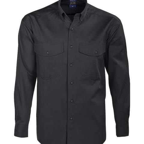 • buttondown kraag<br />• twee ruime borstzakken<br />• lussen onder de borstzakken <br />• manchetten zijn aanpasbaar met twee knopen<br />• dubbele stoffering op de schouders <br />• twee rugplooien<br />• optimale bewegingsvrijheid