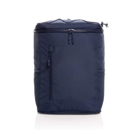 Stay cool and organised with the Sonny Aware™ RPET Cooler Backpack. Made from 100% rPET, this backpack features adjustable shoulder straps with a reflective accent for added visibility, along with a webbing handle on top and an elastic strap for securing items. The main compartment includes a PEVA grey silver cooler lining, keeping your food and drinks fresh. It also offers two mesh drink holder pockets and a front zipper pocket for easy access to essentials. The zippers and pullers are designed with matching or complementary accent colors for a sleek, cohesive look. Made with recycled polyester embedded with the AWARE™ tracer. 2% of proceeds of each product sold with AWARE™ will be donated to Water.org. PVC free.<br /><br />PVC free: true