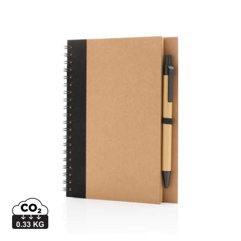 Keep track of your thoughts, notes, plans, to-do's and more with this kraft spiral notebook with pen. The notebook features lined 70 gr cream coloured recycled paper with 70 sheets / 140 pages. The notebook has a colour matching kraft barrel pen. The writing length of the pen is 600m with blue German Dokumental ink.<br /><br />NotebookFormat: Other<br />NumberOfPages: 140<br />PaperRulingLayout: Lined pages