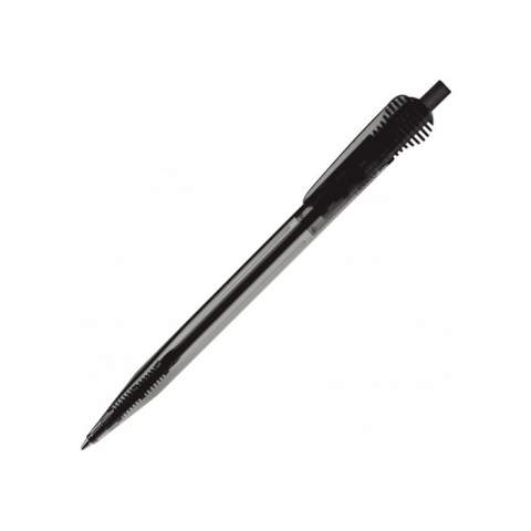 Schlanker Toppoint Kugelschreiber mit rundem Clipteil. Made in Germany. Ausgestattet mit einer X20-Mine, blauschreibend. Schreibleistung 2,5km. Transparent. 