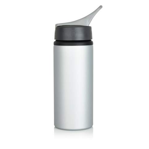 Strong and durable 600ml single wall sport bottle with twist-on lid and flip-top drinking spout. BPA free.