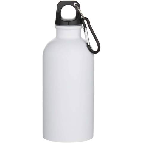 Always stay hydrated with this durable yet lightweight 400 ml water bottle made from RCS certified recycled stainless steel with a matte finish. It’s the perfect companion for sports, day trips or the office. The single-walled Oregon bottle has a twist-off cap and offers plenty of space to add any kind of logo. Clip the attached carabiner (not suitable for climbing) securely to a bag to keep it from getting lost.
