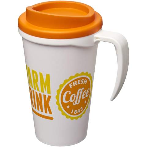 Doppelwandiger Isolierbecher mit Schraubverschluss und integriertem Griff. Mischen und kombinieren Sie Farben, um Ihren perfekten Becher zu kreieren. Hergestellt in Großbritannien. Präsentiert in einer weißen Geschenkschachtel. BPA-frei. EN12875-1-konform, spülmaschinen- und mikrowellengeeignet. Verpackt in einem recycelten PE-Kunststoffbeutel.