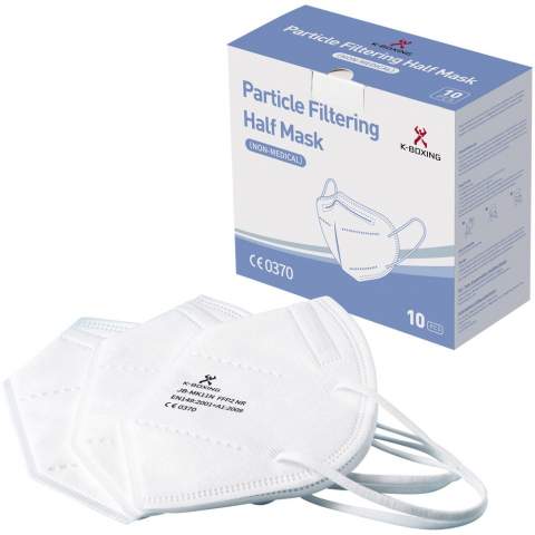 5 layers FFP2 NR face mask with soft and strong ear elastic and nose clamp ensuring a good fit. The mask has an outstanding filtering efficiency ( >98%) and is recommended for use by the general population and healthcare professionals to reduce cross-contamination. Protects the surrounding environment from particles emitted by the mask user and protects the user from the surrounding particles. Provides comfort through breathable material that does not irritate the skin. Each mask is packed in a single polybag size: 11,8 x 15,7 cm, and delivered in a 10 pieces full-colour box size: 14 x 13 x 5 cm. Compliance: EN149:2001 + A1:2009. CE Certification: issued by LGAI – notified body 0370.  Module B Certification nr: 0370-4620-PPE/B. Module C2 Certification nr: 0370-4620-PPE/C2.