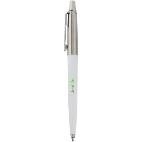 The Parker Jotter Recycled ballpoint pen offers sustainability, style, and performance at an affordable price. Its scratch-free recycled plastic body combines elegance with durability. Including Parker Quinkflow® refill for a smooth writing experience lasting 3500-5500 metres. The trim ring made from recycled stainless steel enhances its eco-friendly appeal. The Jotter Recycled Ballpoint Pen is ideal for budget-conscious, eco-conscious individuals who seek a stylish and sustainable writing instrument. Blue ink.