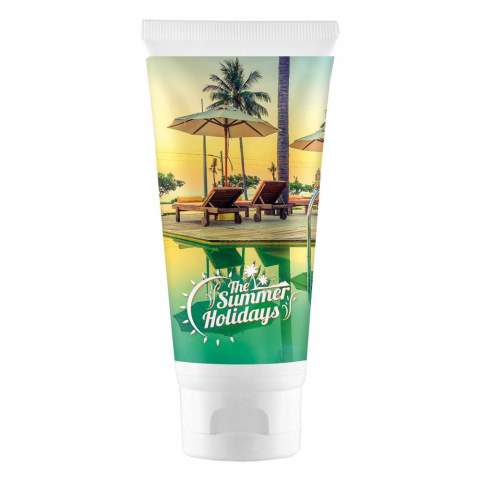 100 ml Sonnenschutzcreme LSF50, wasser resistent, mit Panthenol und Vitamin E. Dermatologisch getestet, nicht an Tieren getestet hergestellt in Deutschland gemäß der europäischen Kosmetikverordnung 1223/2009 /EG.