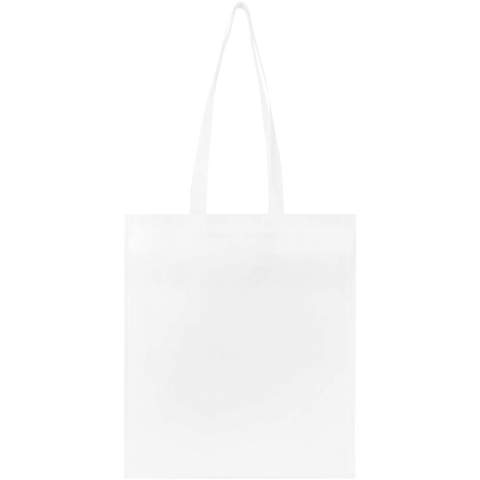 Made from durable and tear-resistant RPET, the EcoSeal GRS certified recycled convention tote bag is stitch-free and features ultrasonic heat-sealed construction and die-cut handles. The bag has handles with 30 cm drop-down length, and is perfect for daily essentials, trade shows, or promotional giveaways. Resistance up to 5 kg weight. Volume capacity: 6 litres.