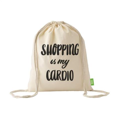 WoW! Sac à dos en coton organique avec cordons de serrage. Certifié GOTS. Capacité env. 8 litres.