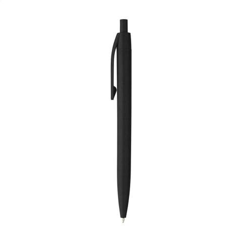 Eco-friendly, blue ink ballpoint pen made of 60% wheat straw and 40% plastic. The barrel, clip and push button are made of the same material and the entire pen has a stylish single-colour design.