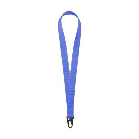 Lanyard made from strong woven 100% nylon material. With solid metal carabiner. Including woven logo in the same colour as the nylon of the lanyard. Available in any colour.