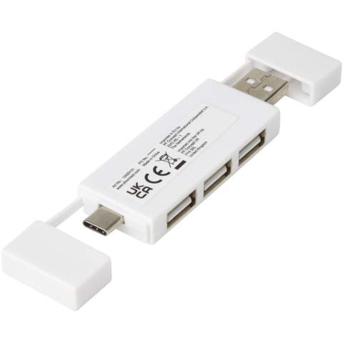 Hub USB 2.0 avec 3 ports intégrés avec USB-A et Type-C.