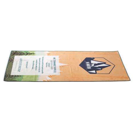 Serviette super confortable en microfibre à séchage rapide (200 g/m2). Prix incluant une impression full couleurs sur une face. Possibilité d'imprimer également le verso en full couleurs. La couleur de la couture peut également être réalisée à vos couleurs.