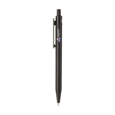 WoW! Blue ink ballpoint pen with a sleek barrel made from 100% GRS-certified recycled ABS. With a generous clip for a prominent imprint. GRS-certified. Total recycled material: 83%.