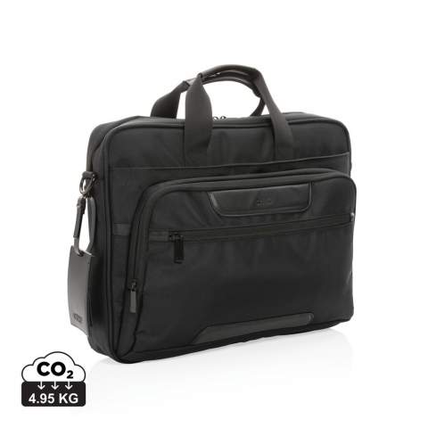 Make the daily commute a little bit easier and a lot more stylish with this laptop bag. The bag is made from durable 1680D recycled polyester with AWARE™ tracer and rich PU details, it incorporates multiple pockets for storage and organisation. This bag features a padded 15.6"laptop pocket and an additonal front zipper pocket to hold your other daily essentials. The exterior is made with 1680D recycled polyester, the lining is 150D recycled polyester. With AWARE™ tracer that validates the genuine use of recycled materials. Each bag saves 21.8 litres of water and has reused 36.66 0.5L PET bottles. 2% of proceeds of each product sold containing AWARE™  will be donated to Water.org.<br /><br />FitsLaptopTabletSizeInches: 15.6<br />PVC free: true