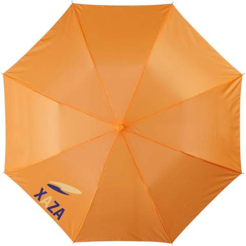 Facile à ranger, c'est en tout cas le cas du parapluie Oho 20". Le parapluie est pliable et est livré avec une pochette qui protège l'article lorsqu'il est rangé. Ce parapluie économique possède une armature en métal et une petite poignée légère qui tient dans toutes les mains. Grâce à sa taille lorsqu'il est plié, il se glisse parfaitement dans un sac (à main). Le parapluie Oho est fabriqué en polyester durable, convient à de multiples options d'impression et est disponible en plusieurs couleurs.