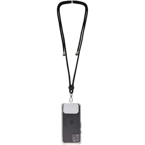 Tour de cou universel de haute qualité pour étuis de téléphone portable, adapté à tous les smartphones avec un étui. La longueur maximale du tour de cou est de 160 cm. Il peut être ajusté à la longueur souhaitée grâce à la boucle réglable. Le tour de cou peut être facilement détaché à l'aide du crochet métallique, laissant le ruban à l'intérieur de l'étui du téléphone pour le rattacher facilement au tour de cou. 