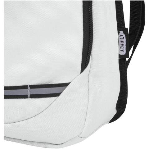 Made from 100% GRS recycled and water repellent fabric, the Trails backpack features one zippered front pocket and one zippered main compartment, and is compatible with a hydration water bladder. Reflective stripes for visibility and mesh backside for carrying comfort , making it a great sustainable choice for outdoor activities.
