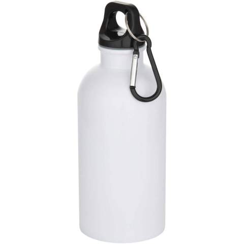 Restez toujours hydraté grâce à cette bouteille d’eau de 400 ml, à la fois durable et légère, fabriquée à partir d’acier inoxydable recyclé et certifié RCS, dotée d’un revêtement adapté à la sublimation. Elle est le compagnon idéal pour le sport, les excursions d’une journée ou le bureau. La bouteille Oregon à paroi simple, avec finition mate, offre beaucoup d'espace pour ajouter tout type de logo. Attachez solidement le mousqueton à un sac pour éviter de la perdre (le mousqueton ne convient pas à l'escalade).