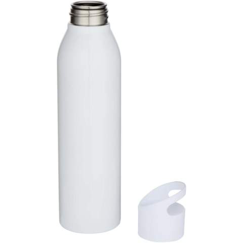 Die einwandige Sky Wasserflasche besteht aus RCS-zertifiziertem recyceltem Edelstahl, einem Material, das sowohl leicht als auch langlebig ist. Sie verfügt über einen integrierten Griff zum einfachen Tragen und passt in die Seitentaschen der meisten Rucksäcke und Auto-Getränkehalter. Fassungsvermögen: 650 ml.