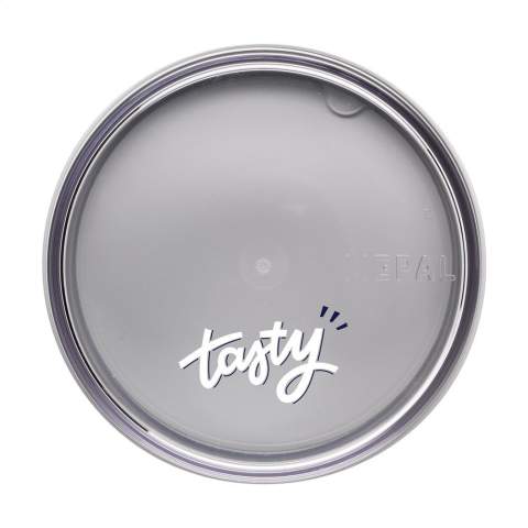 This plastic food jar made by Mepal is a handy product for transporting your lunch or snack. The food jar has two compartments. You can separate the two with a twisting motion. Both parts have a separate lid. The ideal solution for preventing spills while mixing. The volume of the upper transparent compartment is 200 ml, which means that it holds about 75 grams of muesli or fruit. The volume of the bottom compartment is 500 ml, enough for a generous portion of soup, noodles or yoghurt. A premium high-quality product. BPA-free, Food Approved and leak-proof. Microwave safe (except lid) and freezer safe. Comes with a 2-year Mepal manufacturer's warranty. Made in Holland.   STOCK AVAILABILITY: Up to 1000 pcs accessible within 10 working days plus standard lead-time. Subject to availability.