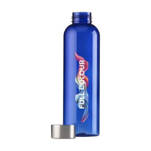 Transparantgekleurde waterfles van PCTG SK kunststof. Met RVS schroefdop. Het slanke design valt direct op en ligt bijzonder prettig in de hand. Lekvrij. Niet vaatwasserbestendig. Inhoud 650 ml.