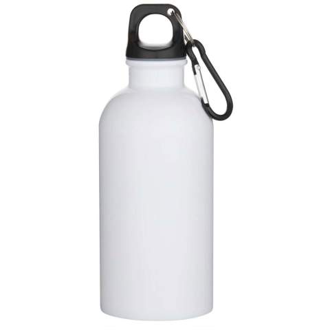 Restez toujours hydraté grâce à cette bouteille d’eau de 400 ml, à la fois durable et légère, fabriquée à partir d’acier inoxydable recyclé et certifié RCS, dotée d’un revêtement adapté à la sublimation. Elle est le compagnon idéal pour le sport, les excursions d’une journée ou le bureau. La bouteille Oregon à paroi simple, avec finition mate, offre beaucoup d'espace pour ajouter tout type de logo. Attachez solidement le mousqueton à un sac pour éviter de la perdre (le mousqueton ne convient pas à l'escalade).