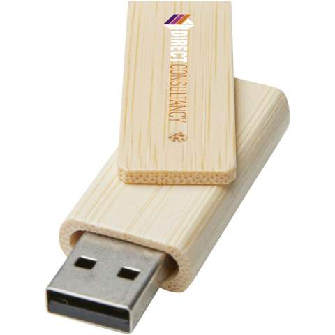 Rotate USB flashdrive van 16 GB van bamboe waarmee je gegevens kunt overbrengen naar een compatibele pc of MacBook. De behuizing is gemaakt van pure bamboe. USB-versie is 2.0 met een schrijfsnelheid van 3 MB/s en een leessnelheid van 10 MB/s.