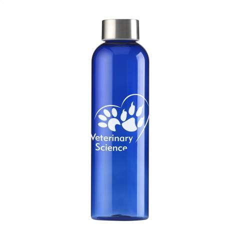 Transparantgekleurde waterfles van PCTG SK kunststof. Met RVS schroefdop. Het slanke design valt direct op en ligt bijzonder prettig in de hand. Lekvrij. Niet vaatwasserbestendig. Inhoud 650 ml.