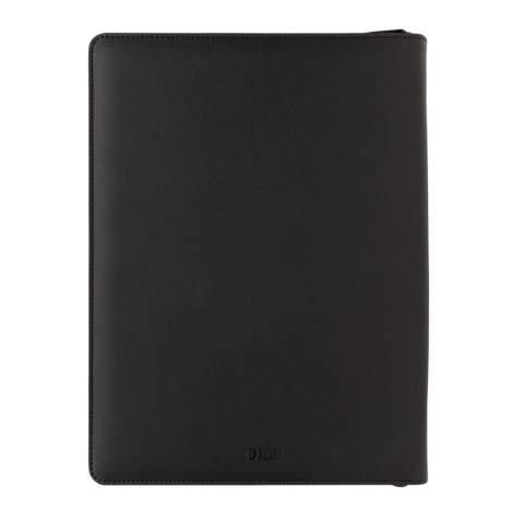 The Swiss Peak Heritage collection speaks the language of modern elegance. Presented in iconic Italian recycled PU cover with zipper . The inside provides a tablet/phone stand, gadget holders, business cards slots, sleeves for your notes and papers plus a pen loop. With lined 20 sheets A4 stone paper notepad. the portfolio is made with RCS (Recycled Claim Standard) certified recycled materials. RCS certification ensures a completely certified supply chain of the recycled materials. Made with 100% recycled RCS certified recycled PU. Total recycled content: 9% based on total item weight. PVC free.<br /><br />NotebookFormat: A4<br />NumberOfPages: 20<br />PaperRulingLayout: Lined pages