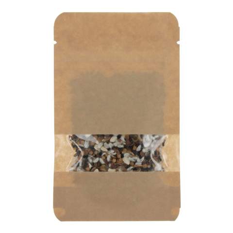 Sachet en papier kraft contenant 4 grammes de graines de fleurs séchées convenant à des fleurs de 2 m². Un véritable cadeau durable.