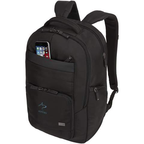 Features a large zippered main compartment with a padded 15.6" laptop and 10.1" tablet sleeve and a zippered mesh pocket for cables and accessories. Comes with a front organization panel to storage small electronics, cables, accessories, business cards and keys. Contains expandable side pockets for water bottle or power brick, padded shoulder straps, quilted air mesh back panel, soft handle and trolley tunnel. Case Logic warranty: 25 years.