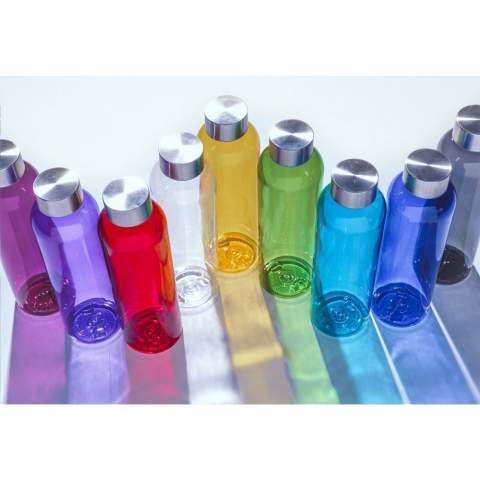 Transparantgekleurde waterfles van PCTG SK kunststof. Met RVS schroefdop. Het slanke design valt direct op en ligt bijzonder prettig in de hand. Lekvrij. Niet vaatwasserbestendig. Inhoud 650 ml.