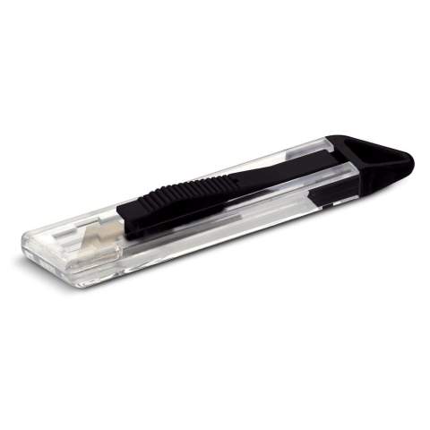 Transparent hobby knife. Modern design in fresh colours. Loop for attachment to keyring.