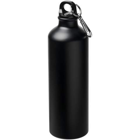 Single-walled water bottle with twist-on lid. Features an on-trend matte look. Carabiner is not suitable for climbing. Volume capacity is 770 ml.