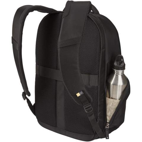 Features a large zippered main compartment with a padded 15.6" laptop and 10.1" tablet sleeve and a zippered mesh pocket for cables and accessories. Comes with a front organization panel to storage small electronics, cables, accessories, business cards and keys. Contains expandable side pockets for water bottle or power brick, padded shoulder straps, quilted air mesh back panel, soft handle and trolley tunnel. Case Logic warranty: 25 years.