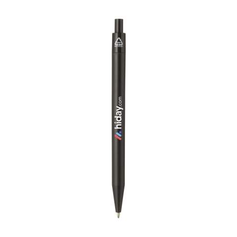 WoW! Blue ink ballpoint pen with a sleek barrel made from 100% GRS-certified recycled ABS. With a generous clip for a prominent imprint. GRS-certified. Total recycled material: 83%.